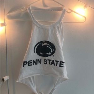 Handmade white halter Penn State crop top